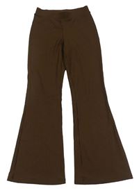 Hnědé žebrované flare legíny H&M