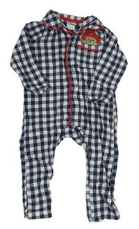 Tmavomodro-bílý kostkovaný overal s Paddingtonem