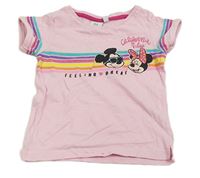 Ružové tričko s farebnymi pruhmi a Minnie s Mickeym Disney