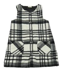 Svetlošedá -čierne kockované vlnené prepínaci šaty F&F