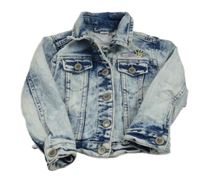 Svetlomodrá plesňová rifľová bunda s dúhou a srdiečkami Dopodopo