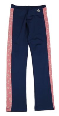 Tmavomodré sportovní legíny se vzorovaným pruhem Tu