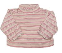 Růžovo-bílo-béžové pruhované triko se stojáčkem C&A