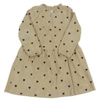 Béžové rebrované šaty so srdiečkami Shein