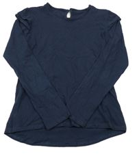 Tmavomodré triko s volánky TCM