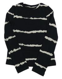 Černo-šedé pruhované žebrované triko F&F