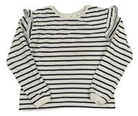 Bílo-černé pruhované mikinotriko s volánikmi H&M