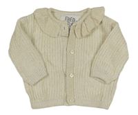 Smotanový trblietavý prepínaci sveter s golierikom F&F