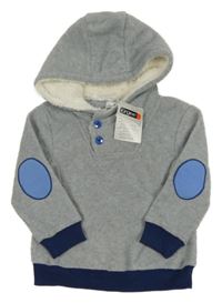 Nové - Šedá melírovaná fleecová mikina s kapucí Ergee