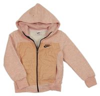 Ružová melírovaná prepínaci mikina s šusťákem a kapucí Nike