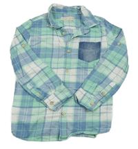 Modro-světlezeleno-bílá kostkovaná košile Zara