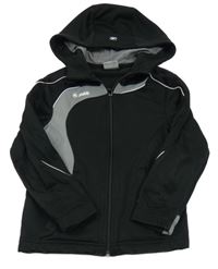 Černo-šedá sportovní propínací mikina s kapucí Jako