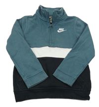 Petrolejovo-černo-bílá mikina s logem Nike