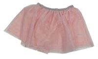 Ružová trblietavá tylová sukňa