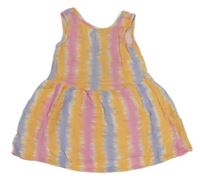 Oranžovo-růžovo-lila batikované mušelínové šaty Primark