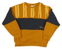 Medovo-antracitová mikina s nápisom Name it