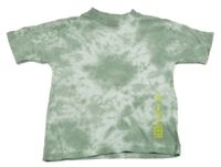 Zelenošedo-bílé batikované tričko s potiskem F&F