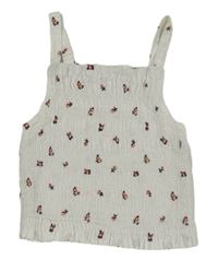 Biely kvetovaný žabičkový crop top Zara