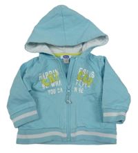 Svetlomodrá prepínaci mikina s nápisom a kapucňou Chicco