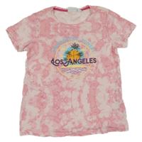 Ružové batikované tričko s palmami Alive