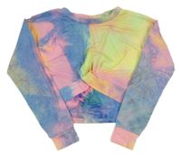 Neónově žlto-ružovo-modré batikované crop tričko