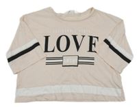 Svetloružové crop tričko s nápisom H&M