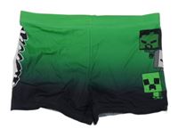 Zeleno-černé nohavičkové plavky s Minecraft