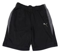 Čierno-tmavosivé športové kraťasy s logom Puma