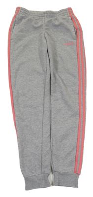 Sivé melírované tepláky s pruhmi a logom Adidas