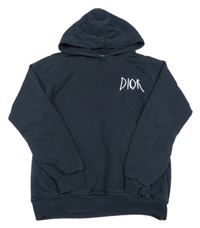 Tmavomodrá mikina s nápisem a kapucí Dior