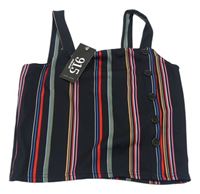 Černo-barevný pruhovaný lehký crop top New Look