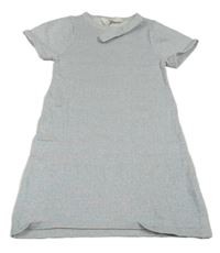 Svetlomodré pletené trblietavé šaty s mašlou H&M