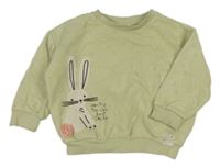 Zelená kvetovaná mikina s králikom