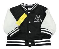 Nové - černo-bílá propínací baseballová mikina s písmenem shein