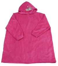 Růžová plyšová domácí oversize mikina s kapucí 