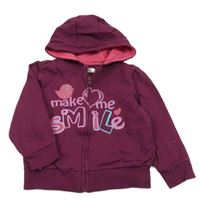 Fuchsiová prepínaci mikina s nápisom a kapucňou BPC