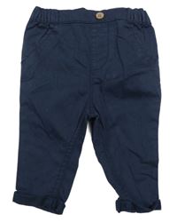 Tmavomodré plátěné chino kalhoty Next