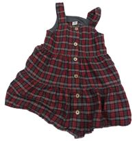 Sivo-červené kockované prepínaci šaty Tu