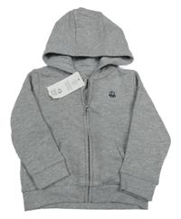 Nové - šedá melírovaná propínací mikina s kapucí F&F