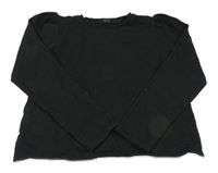 Čierna crop mikina s nabíranými rukávy Next