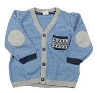 Modro-sivý pruhovaný ľahký prepínaci sveter s vreckom H&M