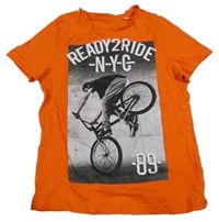 Oranžové tričko s potlačou C&A