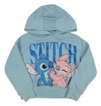 Svetlomodrá crop mikina so Stitchem a kapucňou Disney