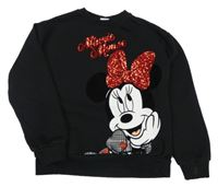 Čierna mikina s Minnie a mašlí z flitrů George