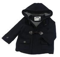 Tmavomodrý flaušový jesenný kabát s kapucňou Mothercare