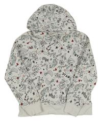 Bílá mikina s vánočními obrázky a kapucí H&M
