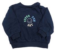 Tmavomodrá mikina so smajlíkom a nápismi M&S