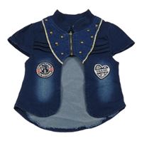 Tmavomodrá rifľová vesta s gombíky a výšivkami