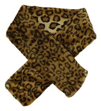 Hnedo-čierna plyšová šál s leopardím vzorom