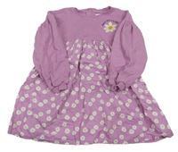 Fialové teplákové šaty s manšestrovou květovanou sukní Next